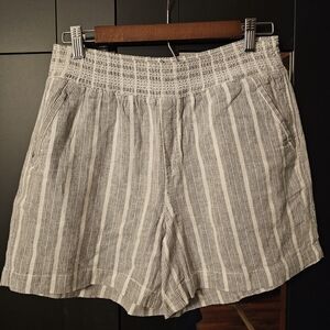 Briggs New York Striped Pull-On Shorts Size M Elastic Waist Linen Blend Beach